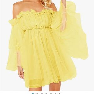 Worn ONCE. Yellow tulle puffy dress!